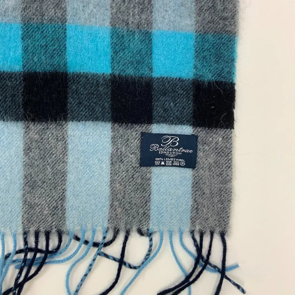 Ballantrae Edinburgh 100% Lambswool Recttungular Scarf Blue and Black